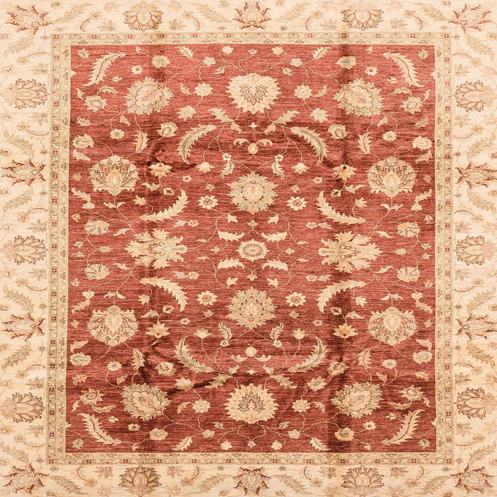 Square Machine Washable Abstract Orange Red Rug, wshabs3885