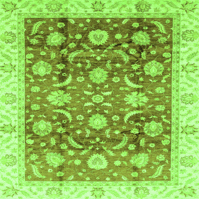 Square Machine Washable Oriental Green Traditional Area Rugs, wshabs3885grn