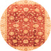 Round Oriental Orange Traditional Rug, abs3885org