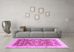 Machine Washable Oriental Purple Traditional Area Rugs in a Living Room, wshabs3885pur