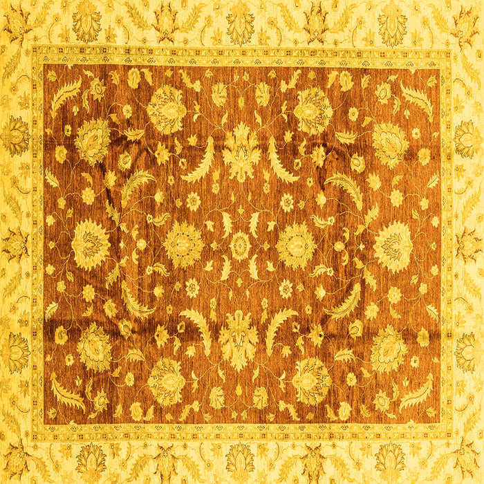 Square Machine Washable Oriental Yellow Traditional Rug, wshabs3885yw