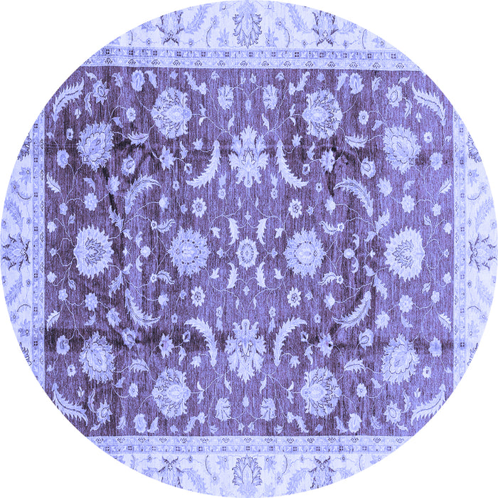 Round Machine Washable Oriental Blue Traditional Rug, wshabs3885blu