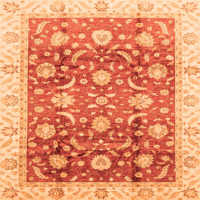 Square Machine Washable Oriental Orange Traditional Area Rugs, wshabs3885org