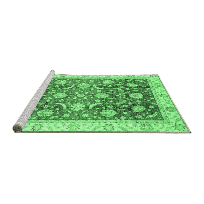 Sideview of Machine Washable Oriental Emerald Green Traditional Area Rugs, wshabs3885emgrn