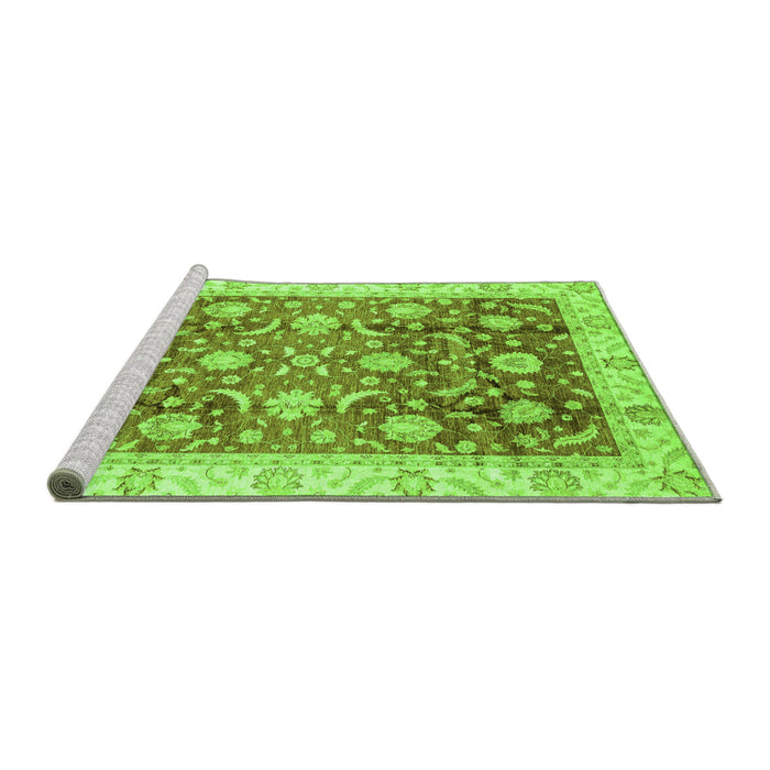 Sideview of Machine Washable Oriental Green Traditional Area Rugs, wshabs3885grn