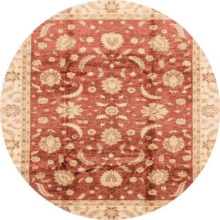 Round Machine Washable Abstract Orange Red Rug, wshabs3885