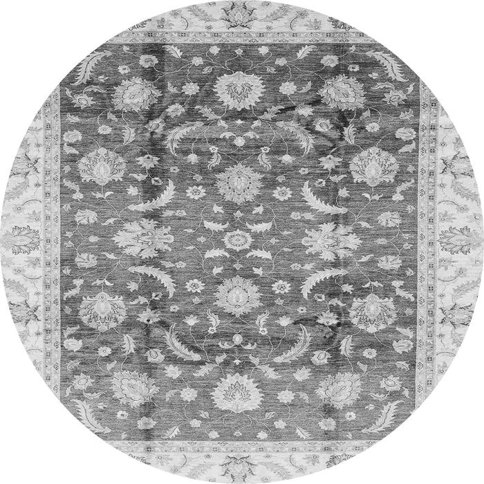 Round Oriental Gray Traditional Rug, abs3885gry