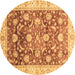 Round Oriental Brown Traditional Rug, abs3886brn