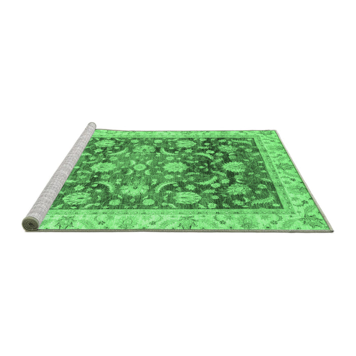 Sideview of Machine Washable Oriental Emerald Green Traditional Area Rugs, wshabs3886emgrn