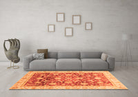 Machine Washable Oriental Orange Traditional Rug, wshabs3886org