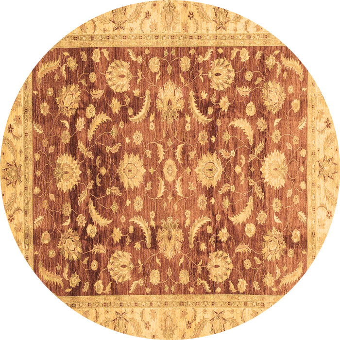 Round Machine Washable Oriental Brown Traditional Rug, wshabs3886brn