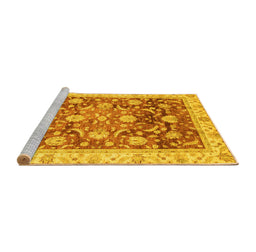 Sideview of Machine Washable Oriental Yellow Traditional Rug, wshabs3886yw