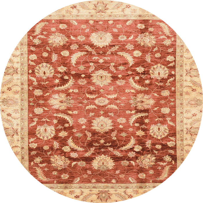 Round Machine Washable Abstract Orange Red Rug, wshabs3886