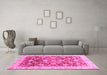 Machine Washable Oriental Pink Traditional Rug in a Living Room, wshabs3886pnk