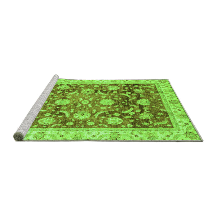 Sideview of Machine Washable Oriental Green Traditional Area Rugs, wshabs3886grn