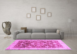 Machine Washable Oriental Purple Traditional Area Rugs in a Living Room, wshabs3886pur