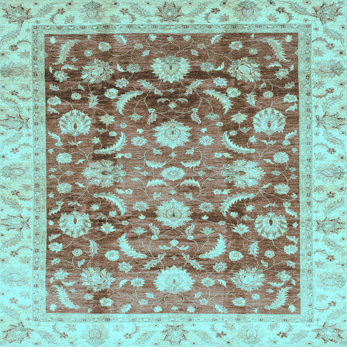 Square Machine Washable Oriental Light Blue Traditional Rug, wshabs3886lblu