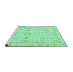 Sideview of Machine Washable Oriental Turquoise Traditional Area Rugs, wshabs3887turq