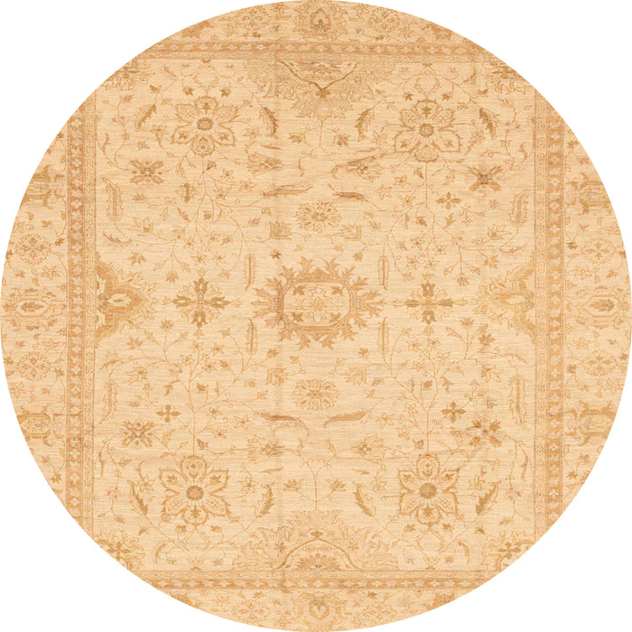 Round Abstract Orange Oriental Rug, abs3887