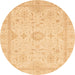 Round Abstract Orange Oriental Rug, abs3887