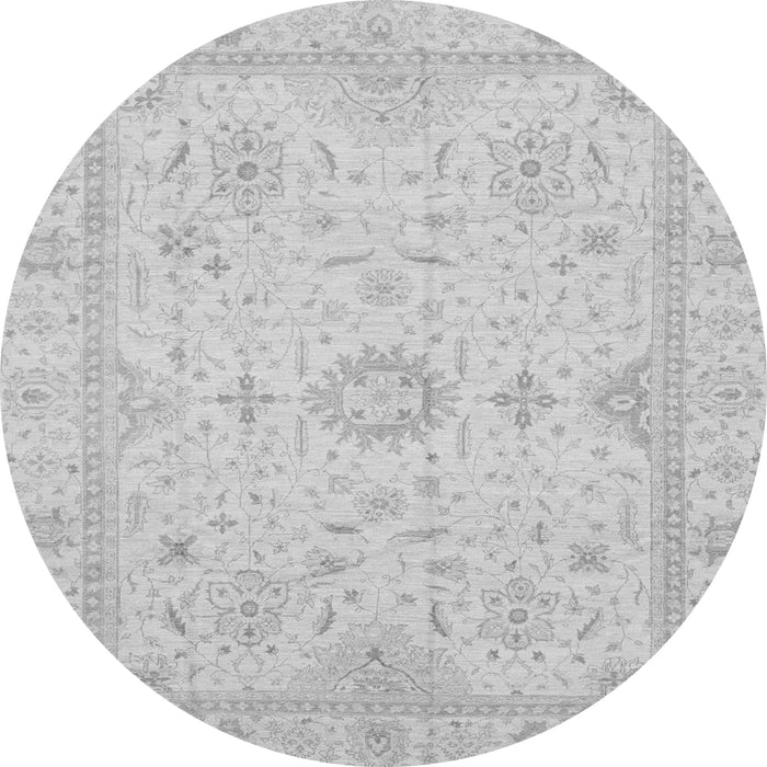 Round Machine Washable Oriental Gray Traditional Rug, wshabs3887gry