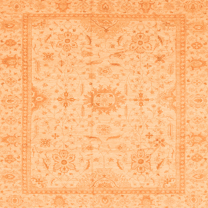 Square Machine Washable Oriental Orange Traditional Area Rugs, wshabs3887org