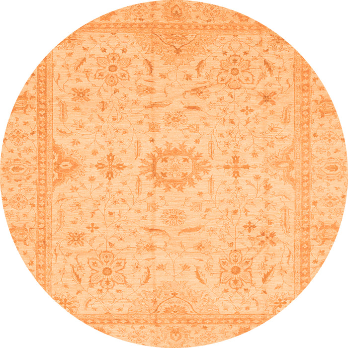 Round Oriental Orange Traditional Rug, abs3887org
