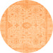 Round Oriental Orange Traditional Rug, abs3887org