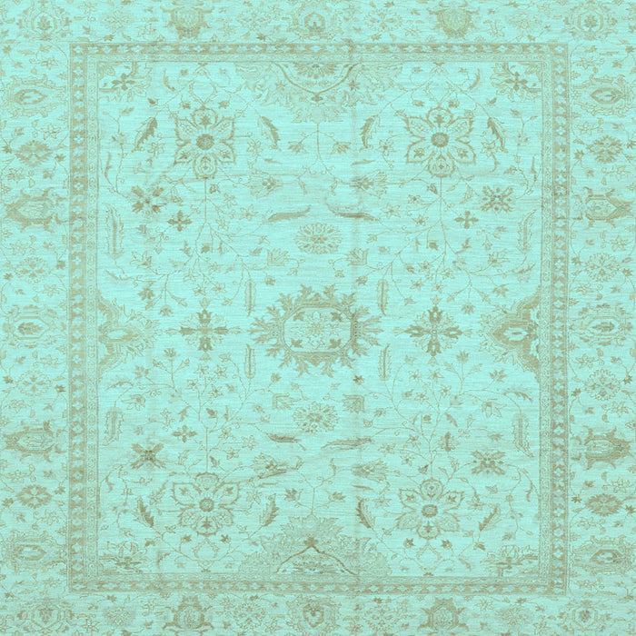 Square Machine Washable Oriental Light Blue Traditional Rug, wshabs3887lblu