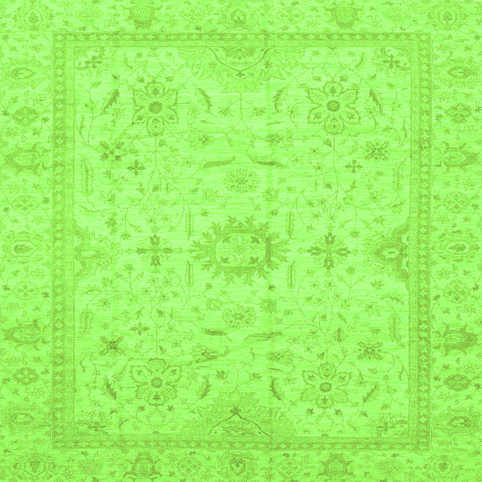 Square Machine Washable Oriental Green Traditional Area Rugs, wshabs3887grn