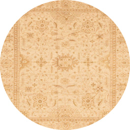 Round Machine Washable Abstract Orange Rug, wshabs3887