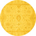 Round Oriental Yellow Traditional Rug, abs3887yw