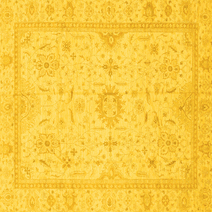 Square Machine Washable Oriental Yellow Traditional Rug, wshabs3887yw