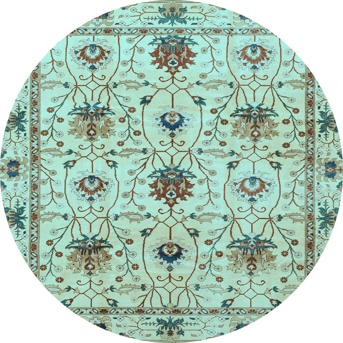 Round Machine Washable Abstract Light Blue Modern Rug, wshabs3888lblu