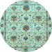 Round Machine Washable Abstract Light Blue Modern Rug, wshabs3888lblu