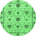 Round Abstract Emerald Green Modern Rug, abs3888emgrn