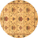 Round Abstract Brown Modern Rug, abs3888brn