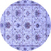 Round Machine Washable Abstract Blue Modern Rug, wshabs3888blu