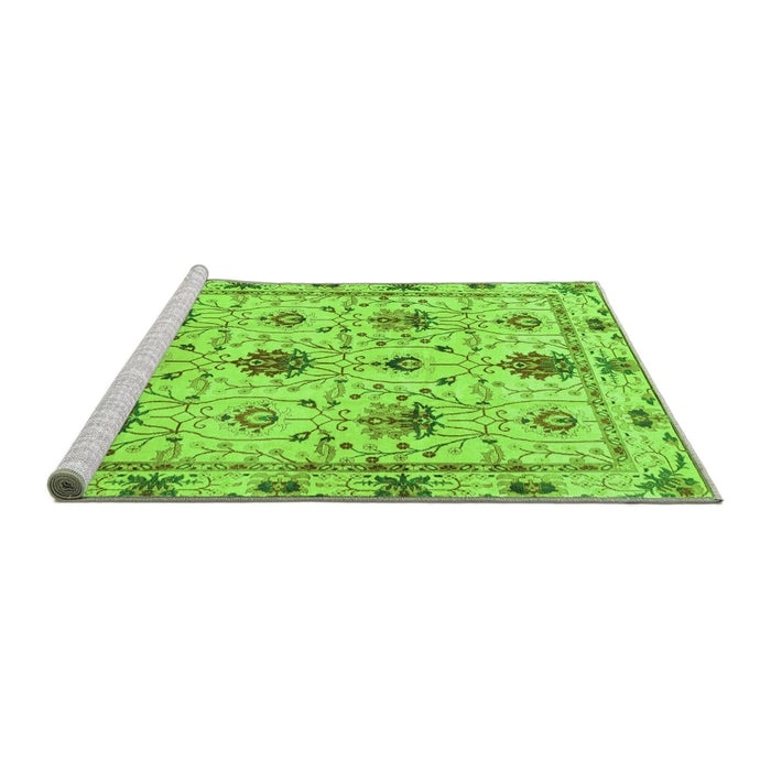 Sideview of Machine Washable Abstract Green Modern Area Rugs, wshabs3888grn