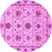 Round Machine Washable Abstract Purple Modern Area Rugs, wshabs3888pur