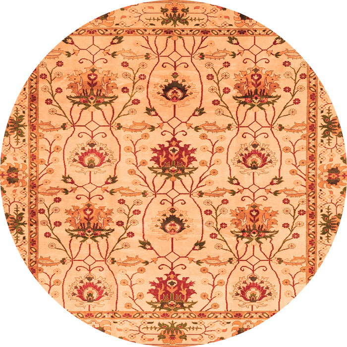 Round Abstract Orange Modern Rug, abs3888org