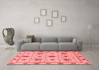 Machine Washable Abstract Red Modern Rug, wshabs3888red