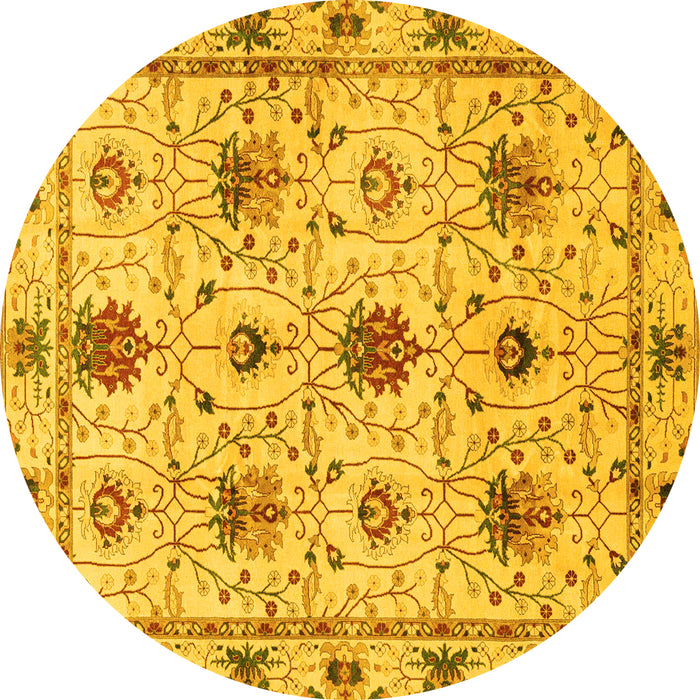 Round Abstract Yellow Modern Rug, abs3888yw