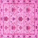 Square Machine Washable Abstract Pink Modern Rug, wshabs3888pnk