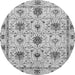 Round Machine Washable Abstract Gray Modern Rug, wshabs3888gry