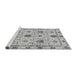 Sideview of Machine Washable Abstract Gray Modern Rug, wshabs3888gry