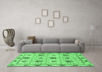 Machine Washable Abstract Emerald Green Modern Rug, wshabs3888emgrn