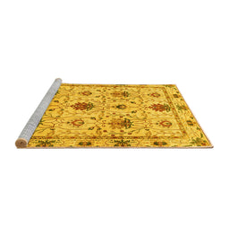 Sideview of Machine Washable Abstract Yellow Modern Rug, wshabs3888yw
