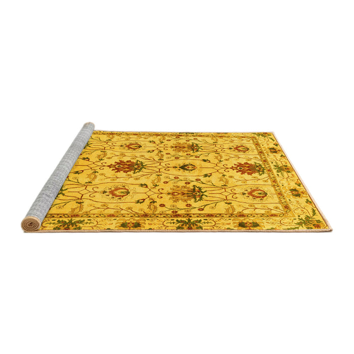Sideview of Machine Washable Abstract Yellow Modern Rug, wshabs3888yw