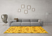 Machine Washable Abstract Yellow Modern Rug in a Living Room, wshabs3888yw